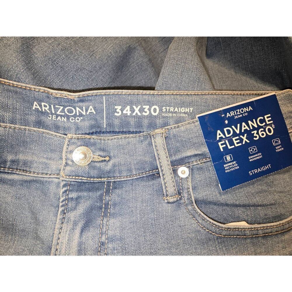 Arizona Jean Co Advance Flex 360 Women's Size 34x30 Light Blue Distressed Jeans - Picture 2 of 4